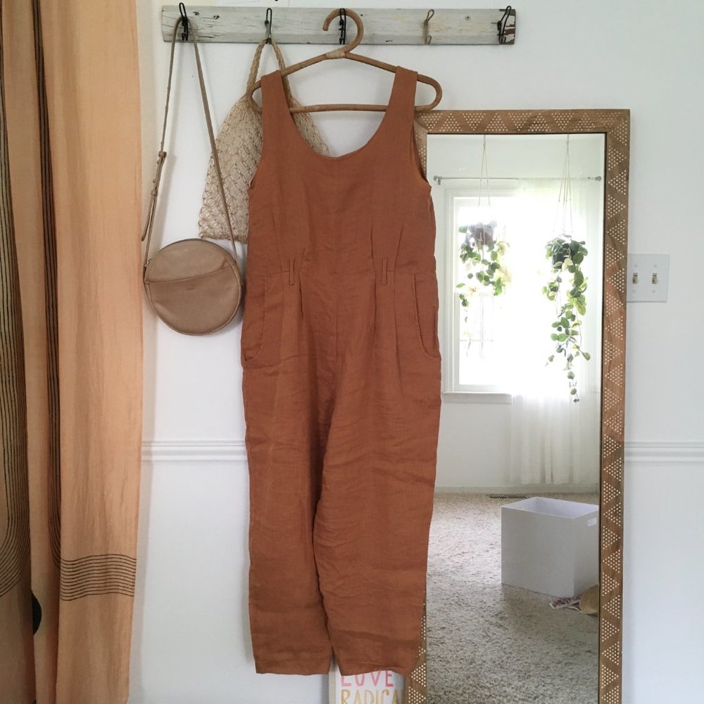 Black Crane Linen Overall Medium